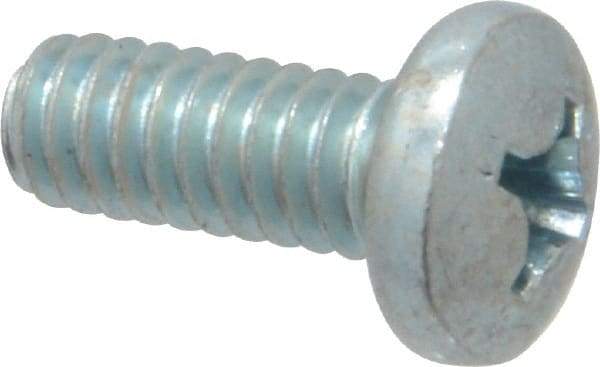 Value Collection - 1/4-20 UNC, 5/8" Length Under Head Phillips Drive Machine Screw - Pan Head, Grade 2 Steel, Zinc-Plated Finish, Without Washer - USA Tool & Supply