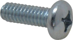 Value Collection - 1/4-20 UNC, 3/4" Length Under Head Phillips Drive Machine Screw - Pan Head, Grade 2 Steel, Zinc-Plated Finish, Without Washer - USA Tool & Supply