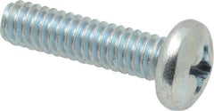 Value Collection - 1/4-20 UNC, 1" Length Under Head Phillips Drive Machine Screw - Pan Head, Grade 2 Steel, Zinc-Plated Finish, Without Washer - USA Tool & Supply
