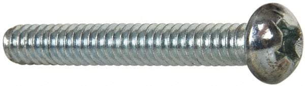 Value Collection - #6-32 UNC, 1" Length Under Head Phillips Drive Machine Screw - Round Head, Grade 2 Steel, Zinc-Plated Finish, Without Washer - USA Tool & Supply