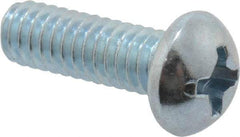 Value Collection - #8-32 UNC, 1/2" Length Under Head Phillips Drive Machine Screw - Round Head, Grade 2 Steel, Zinc-Plated Finish, Without Washer - USA Tool & Supply