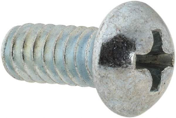 Value Collection - #10-24 UNC, 7/16" Length Under Head Phillips Drive Machine Screw - Round Head, Grade 2 Steel, Zinc-Plated Finish, Without Washer - USA Tool & Supply