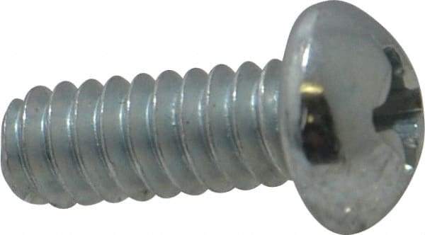 Value Collection - #10-24 UNC, 1/2" Length Under Head Phillips Drive Machine Screw - Round Head, Grade 2 Steel, Zinc-Plated Finish, Without Washer - USA Tool & Supply