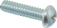 Value Collection - #10-24 UNC, 3/4" Length Under Head Phillips Drive Machine Screw - Round Head, Grade 2 Steel, Zinc-Plated Finish, Without Washer - USA Tool & Supply