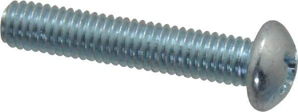 Value Collection - #10-32 UNF, 1" Length Under Head Phillips Drive Machine Screw - Round Head, Grade 2 Steel, Zinc-Plated Finish, Without Washer - USA Tool & Supply
