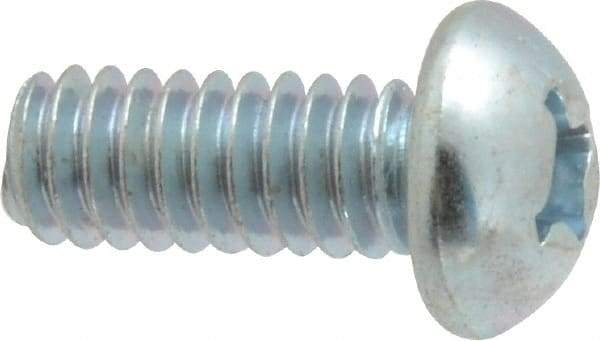 Value Collection - 1/4-20 UNC, 5/8" Length Under Head Phillips Drive Machine Screw - Round Head, Grade 2 Steel, Zinc-Plated Finish, Without Washer - USA Tool & Supply