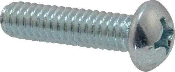 Value Collection - 1/4-20 UNC, 1" Length Under Head Phillips Drive Machine Screw - Round Head, Grade 2 Steel, Zinc-Plated Finish, Without Washer - USA Tool & Supply