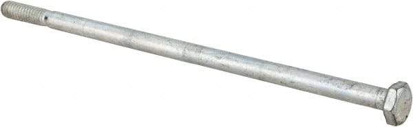Made in USA - 1/4-20 UNC, 6" Length Under Head Hex Head Cap Screw - Partially Threaded, Grade 5 Steel, Zinc-Plated Finish, 7/16" Hex - USA Tool & Supply