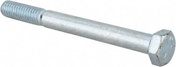Made in USA - 5/16-18 UNC, 3-1/4" Length Under Head Hex Head Cap Screw - Partially Threaded, Grade 5 Steel, Zinc-Plated Finish, 1/2" Hex - USA Tool & Supply