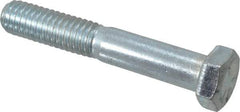 Made in USA - 3/8-16 UNC, 2-1/4" Length Under Head Hex Head Cap Screw - Partially Threaded, Grade 5 Steel, Zinc-Plated Finish, 9/16" Hex - USA Tool & Supply