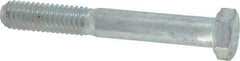Made in USA - 3/8-16 UNC, 2-3/4" Length Under Head Hex Head Cap Screw - Partially Threaded, Grade 5 Steel, Zinc-Plated Finish, 9/16" Hex - USA Tool & Supply
