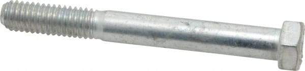 Made in USA - 3/8-16 UNC, 3-1/4" Length Under Head Hex Head Cap Screw - Partially Threaded, Grade 5 Steel, Zinc-Plated Finish, 9/16" Hex - USA Tool & Supply