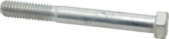 Made in USA - 3/8-16 UNC, 3-1/4" Length Under Head Hex Head Cap Screw - Partially Threaded, Grade 5 Steel, Zinc-Plated Finish, 9/16" Hex - USA Tool & Supply