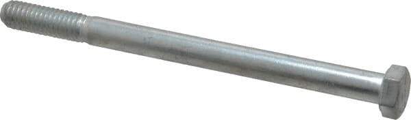 Made in USA - 3/8-16 UNC, 5" Length Under Head Hex Head Cap Screw - Partially Threaded, Grade 5 Steel, Zinc-Plated Finish, 9/16" Hex - USA Tool & Supply