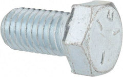 Made in USA - 1/2-13 UNC, 1" Length Under Head Hex Head Cap Screw - Fully Threaded, Grade 5 Steel, Zinc-Plated Finish, 3/4" Hex - USA Tool & Supply