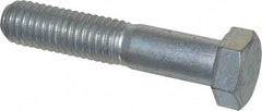 Made in USA - 1/2-13 UNC, 2-1/2" Length Under Head Hex Head Cap Screw - Partially Threaded, Grade 5 Steel, Zinc-Plated Finish, 3/4" Hex - USA Tool & Supply