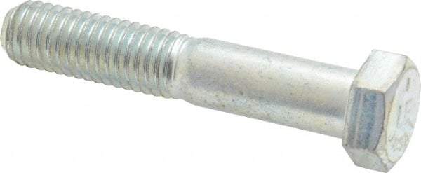 Made in USA - 1/2-13 UNC, 2-3/4" Length Under Head Hex Head Cap Screw - Partially Threaded, Grade 5 Steel, Zinc-Plated Finish, 3/4" Hex - USA Tool & Supply