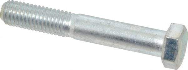 Made in USA - 1/2-13 UNC, 3-1/4" Length Under Head Hex Head Cap Screw - Partially Threaded, Grade 5 Steel, Zinc-Plated Finish, 3/4" Hex - USA Tool & Supply