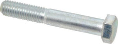 Made in USA - 1/2-13 UNC, 3-1/4" Length Under Head Hex Head Cap Screw - Partially Threaded, Grade 5 Steel, Zinc-Plated Finish, 3/4" Hex - USA Tool & Supply