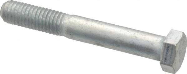 Made in USA - 1/2-13 UNC, 3-1/2" Length Under Head Hex Head Cap Screw - Partially Threaded, Grade 5 Steel, Zinc-Plated Finish, 3/4" Hex - USA Tool & Supply