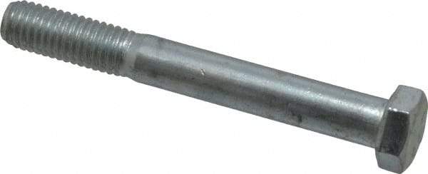 Made in USA - 1/2-13 UNC, 4" Length Under Head Hex Head Cap Screw - Partially Threaded, Grade 5 Steel, Zinc-Plated Finish, 3/4" Hex - USA Tool & Supply