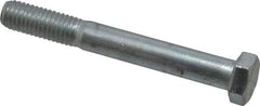 Made in USA - 1/2-13 UNC, 4" Length Under Head Hex Head Cap Screw - Partially Threaded, Grade 5 Steel, Zinc-Plated Finish, 3/4" Hex - USA Tool & Supply