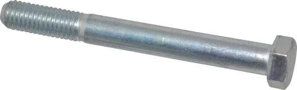 Made in USA - 1/2-13 UNC, 4-1/2" Length Under Head Hex Head Cap Screw - Partially Threaded, Grade 5 Steel, Zinc-Plated Finish, 3/4" Hex - USA Tool & Supply