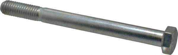 Made in USA - 1/2-13 UNC, 5-1/2" Length Under Head Hex Head Cap Screw - Partially Threaded, Grade 5 Steel, Zinc-Plated Finish, 3/4" Hex - USA Tool & Supply