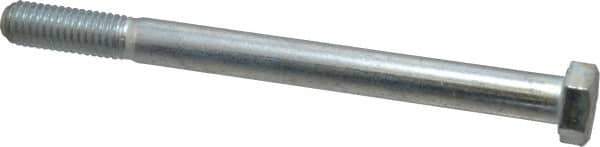 Made in USA - 1/2-13 UNC, 6" Length Under Head Hex Head Cap Screw - Partially Threaded, Grade 5 Steel, Zinc-Plated Finish, 3/4" Hex - USA Tool & Supply