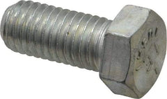Made in USA - 9/16-12 UNC, 1-1/4" Length Under Head Hex Head Cap Screw - Fully Threaded, Grade 5 Steel, Zinc-Plated Finish, 13/16" Hex - USA Tool & Supply
