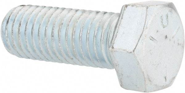Made in USA - 9/16-12 UNC, 1-1/2" Length Under Head Hex Head Cap Screw - Fully Threaded, Grade 5 Steel, Zinc-Plated Finish, 13/16" Hex - USA Tool & Supply