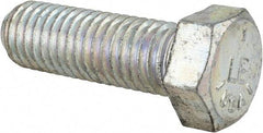 Made in USA - 9/16-12 UNC, 1-3/4" Length Under Head Hex Head Cap Screw - Fully Threaded, Grade 5 Steel, Zinc-Plated Finish, 13/16" Hex - USA Tool & Supply