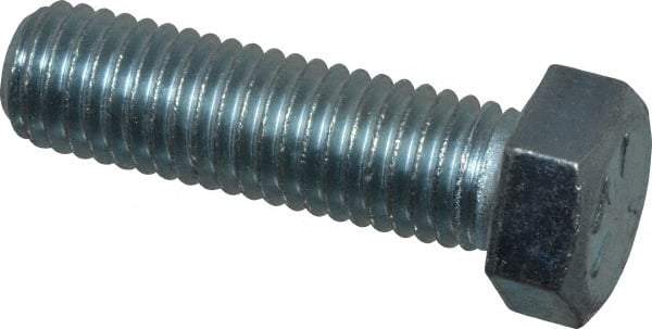 Made in USA - 9/16-12 UNC, 2" Length Under Head Hex Head Cap Screw - Fully Threaded, Grade 5 Steel, Zinc-Plated Finish, 13/16" Hex - USA Tool & Supply