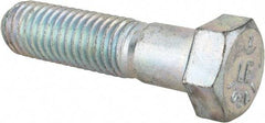 Made in USA - 9/16-12 UNC, 2-1/4" Length Under Head Hex Head Cap Screw - Partially Threaded, Grade 5 Steel, Zinc-Plated Finish, 13/16" Hex - USA Tool & Supply