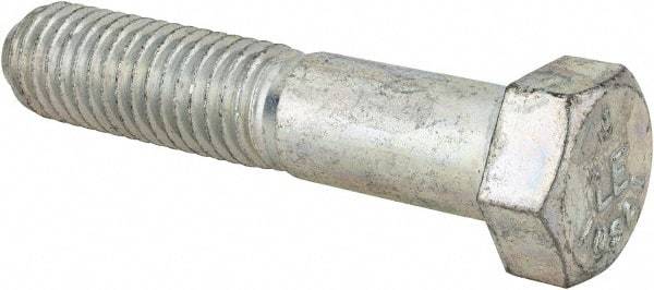 Made in USA - 9/16-12 UNC, 2-3/4" Length Under Head Hex Head Cap Screw - Partially Threaded, Grade 5 Steel, Zinc-Plated Finish, 13/16" Hex - USA Tool & Supply