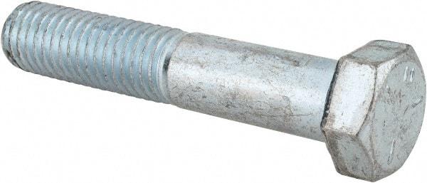 Made in USA - 9/16-12 UNC, 3" Length Under Head Hex Head Cap Screw - Partially Threaded, Grade 5 Steel, Zinc-Plated Finish, 13/16" Hex - USA Tool & Supply