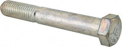 Made in USA - 9/16-12 UNC, 4" Length Under Head Hex Head Cap Screw - Partially Threaded, Grade 5 Steel, Zinc-Plated Finish, 13/16" Hex - USA Tool & Supply