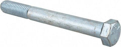Made in USA - 9/16-12 UNC, 5" Length Under Head Hex Head Cap Screw - Partially Threaded, Grade 5 Steel, Zinc-Plated Finish, 13/16" Hex - USA Tool & Supply