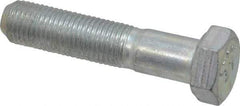 Made in USA - 3/8-24 UNF, 1-3/4" Length Under Head Hex Head Cap Screw - Partially Threaded, Grade 5 Steel, Zinc-Plated Finish, 9/16" Hex - USA Tool & Supply