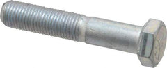 Made in USA - 3/8-24 UNF, 2" Length Under Head Hex Head Cap Screw - Partially Threaded, Grade 5 Steel, Zinc-Plated Finish, 9/16" Hex - USA Tool & Supply