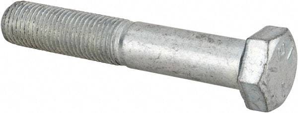 Made in USA - 3/8-24 UNF, 2-1/4" Length Under Head Hex Head Cap Screw - Partially Threaded, Grade 5 Steel, Zinc-Plated Finish, 9/16" Hex - USA Tool & Supply
