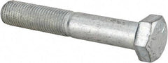 Made in USA - 3/8-24 UNF, 2-1/4" Length Under Head Hex Head Cap Screw - Partially Threaded, Grade 5 Steel, Zinc-Plated Finish, 9/16" Hex - USA Tool & Supply