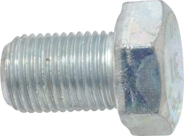 Made in USA - 1/2-20 UNF, 3/4" Length Under Head Hex Head Cap Screw - Fully Threaded, Grade 5 Steel, Zinc-Plated Finish, 3/4" Hex - USA Tool & Supply