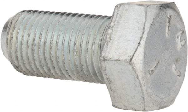 Made in USA - 1/2-20 UNF, 1" Length Under Head Hex Head Cap Screw - Fully Threaded, Grade 5 Steel, Zinc-Plated Finish, 3/4" Hex - USA Tool & Supply