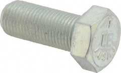 Made in USA - 1/2-20 UNF, 1-1/4" Length Under Head Hex Head Cap Screw - Fully Threaded, Grade 5 Steel, Zinc-Plated Finish, 3/4" Hex - USA Tool & Supply