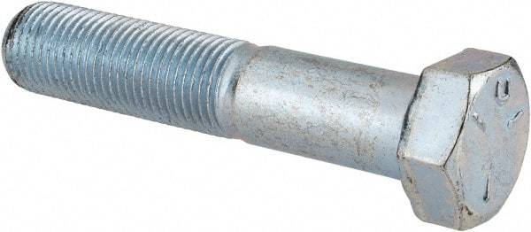 Made in USA - 1/2-20 UNF, 2-1/2" Length Under Head Hex Head Cap Screw - Partially Threaded, Grade 5 Steel, Zinc-Plated Finish, 3/4" Hex - USA Tool & Supply