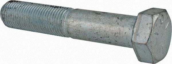Made in USA - 1/2-20 UNF, 2-3/4" Length Under Head Hex Head Cap Screw - Partially Threaded, Grade 5 Steel, Zinc-Plated Finish, 3/4" Hex - USA Tool & Supply