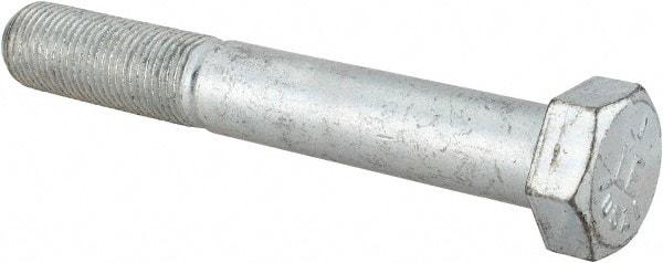 Made in USA - 1/2-20 UNF, 3-1/2" Length Under Head Hex Head Cap Screw - Partially Threaded, Grade 5 Steel, Zinc-Plated Finish, 3/4" Hex - USA Tool & Supply