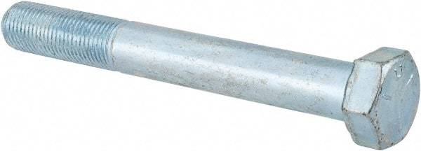 Made in USA - 1/2-20 UNF, 4" Length Under Head Hex Head Cap Screw - Partially Threaded, Grade 5 Steel, Zinc-Plated Finish, 3/4" Hex - USA Tool & Supply