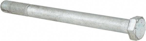 Made in USA - 1/2-20 UNF, 6" Length Under Head Hex Head Cap Screw - Partially Threaded, Grade 5 Steel, Zinc-Plated Finish, 3/4" Hex - USA Tool & Supply
